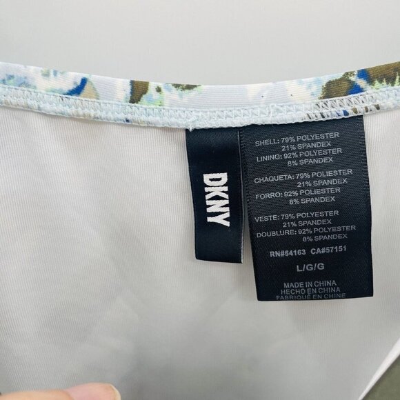 DKNY Womens Size Large Printed V Neck Tankini Top Swimsuit in Green $88 1937 - Picture 10 of 10